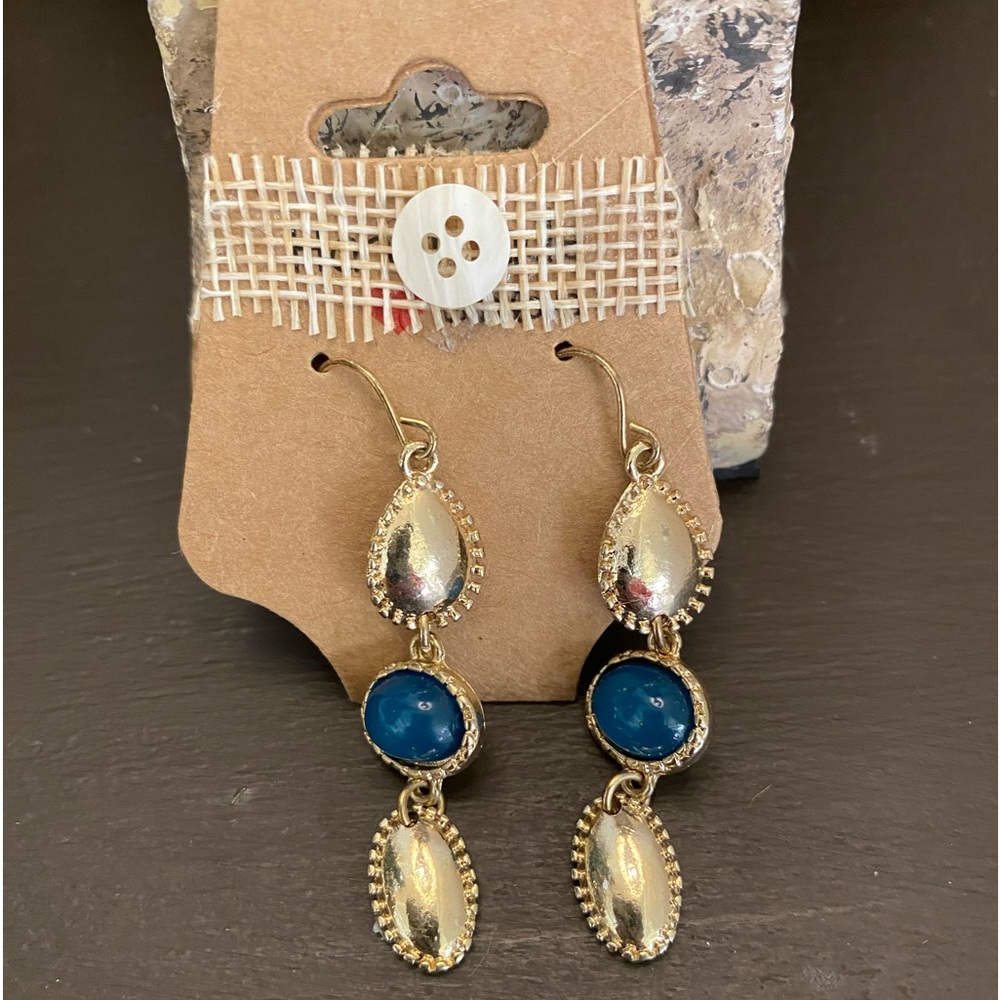 Gold and blue stone earrings